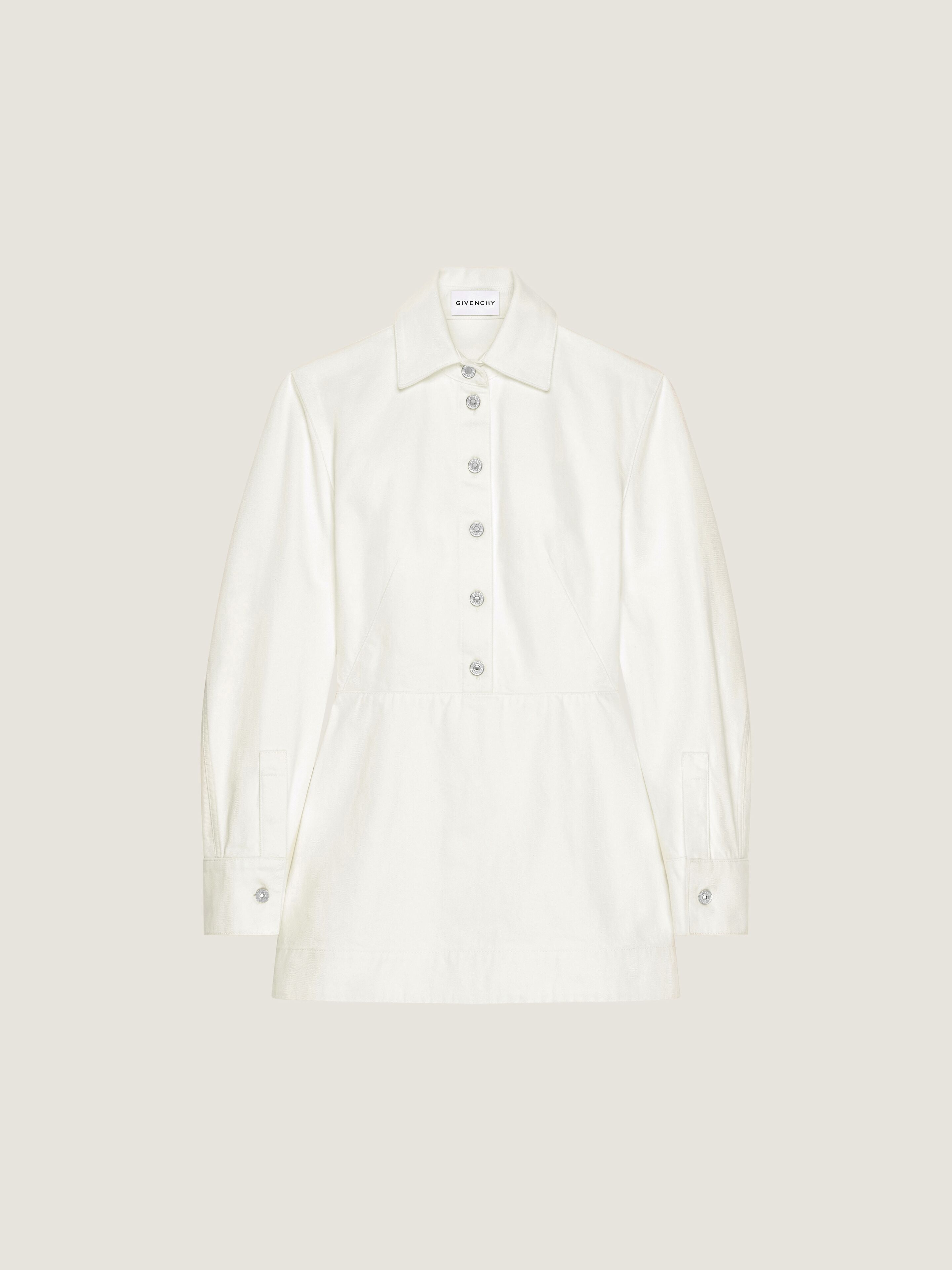 Cocoon mini dress in white denim